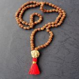 Rudrakša ogrlica 5 mm i guru perla sa 3 lica - tradicionalni stil izrade